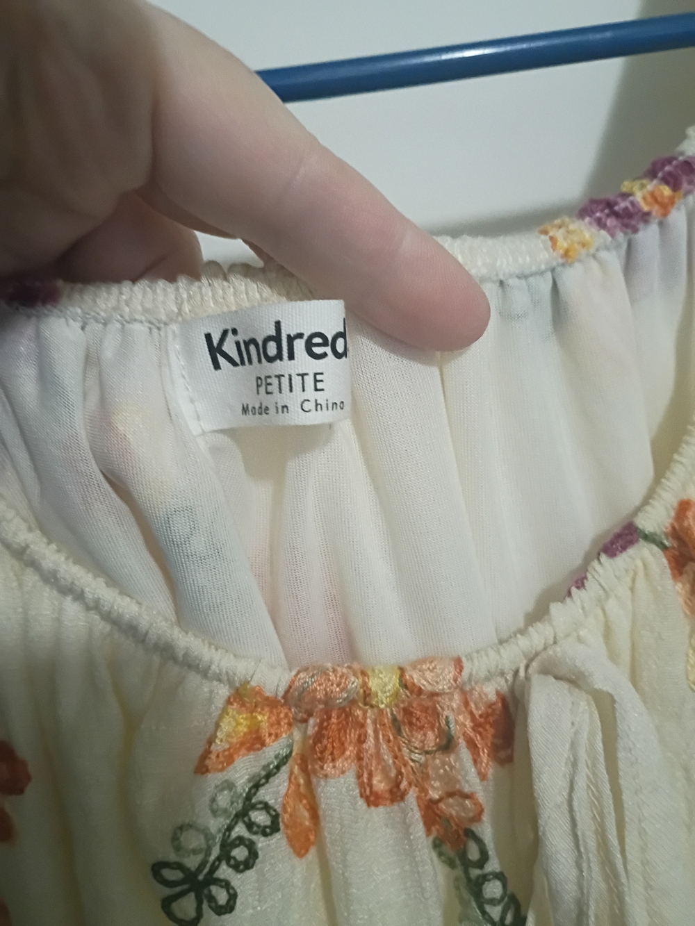 Kindred Petite Cream Maxi Dress with Orange Floral Embroidery